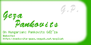 geza pankovits business card